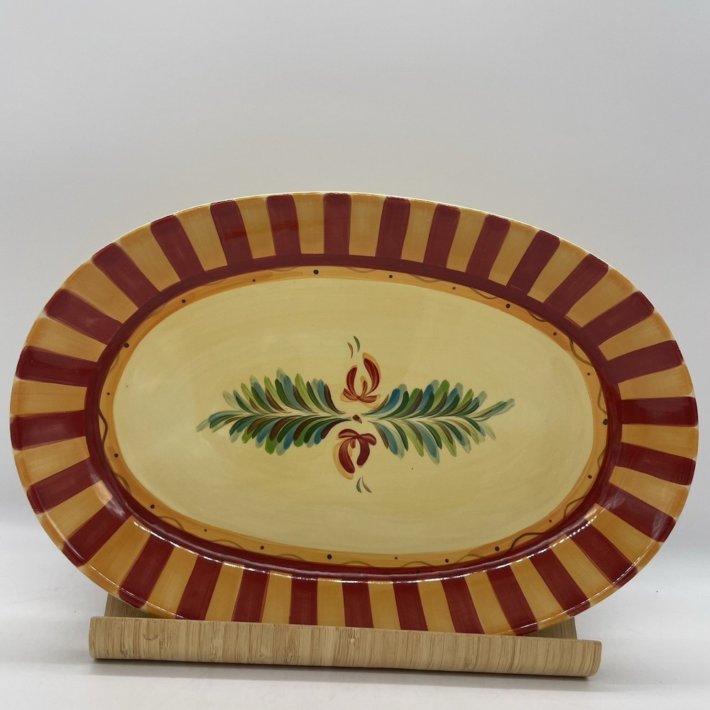 Southern Living at Home Gail Pittman Sienna Handpainted Oval Serving Platter 14" - Picture 2 of 8